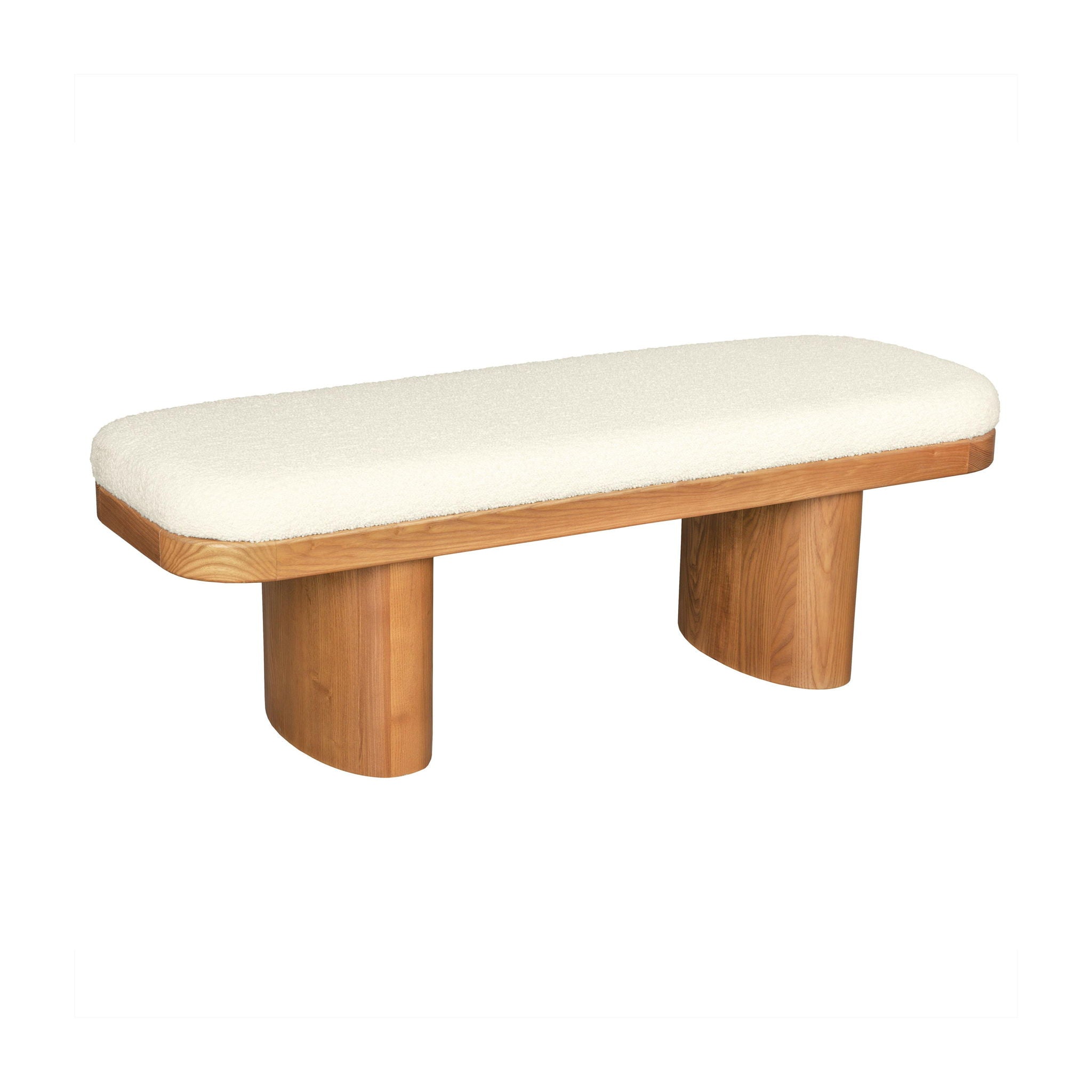 Ollie - Boucle Wooden Bench - White - Urban Living Furniture (Los Angeles, CA)