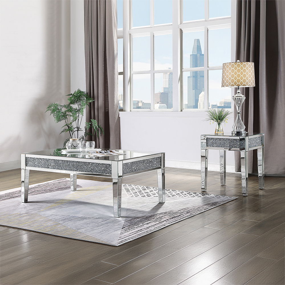 Noralie - 20" End Table - Mirrored & Faux Diamonds - Urban Living Furniture (Los Angeles, CA)
