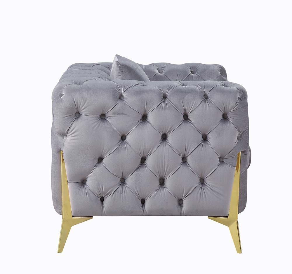 Jelanea - Sofa With 2 Pillows - Gray Velvet & Gold - Urban Living Furniture (Los Angeles, CA)