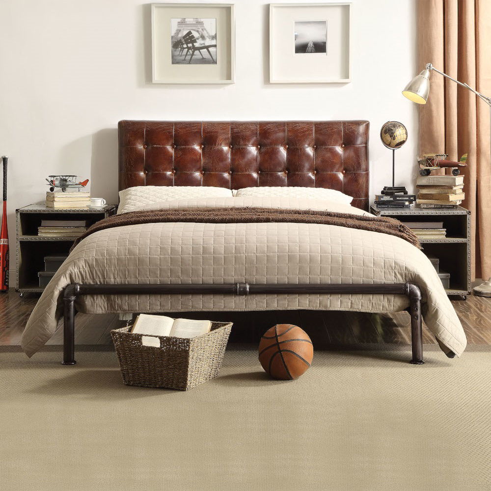 Brancaster - Queen Bed - Vintage Brown Top Grain Leather - Urban Living Furniture (Los Angeles, CA)