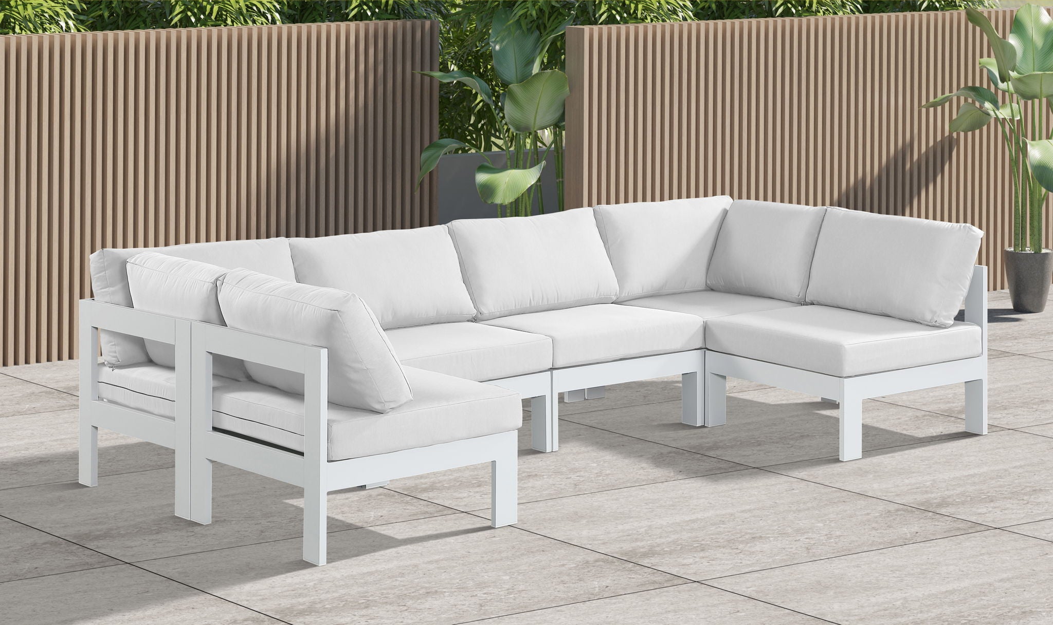 Nizuc - Outdoor Patio 6 Piece Modular Sectional With White Frame - Urban Living Furniture (Los Angeles, CA)
