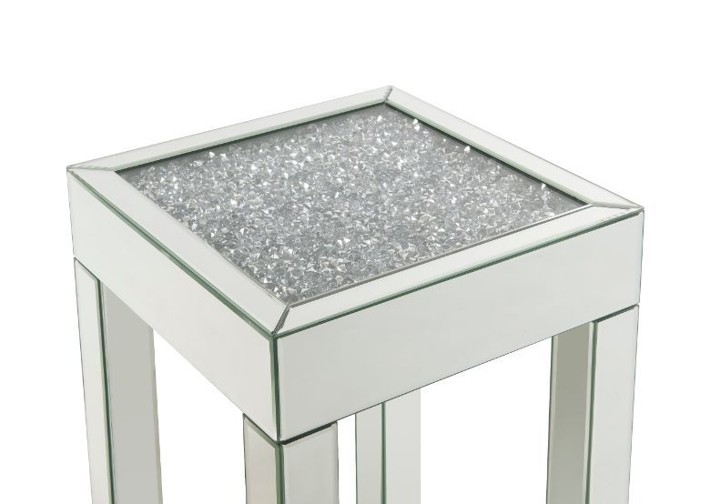Noralie - 16" Square End Table With Glass Top - Mirrored & Faux Diamonds - Urban Living Furniture (Los Angeles, CA)