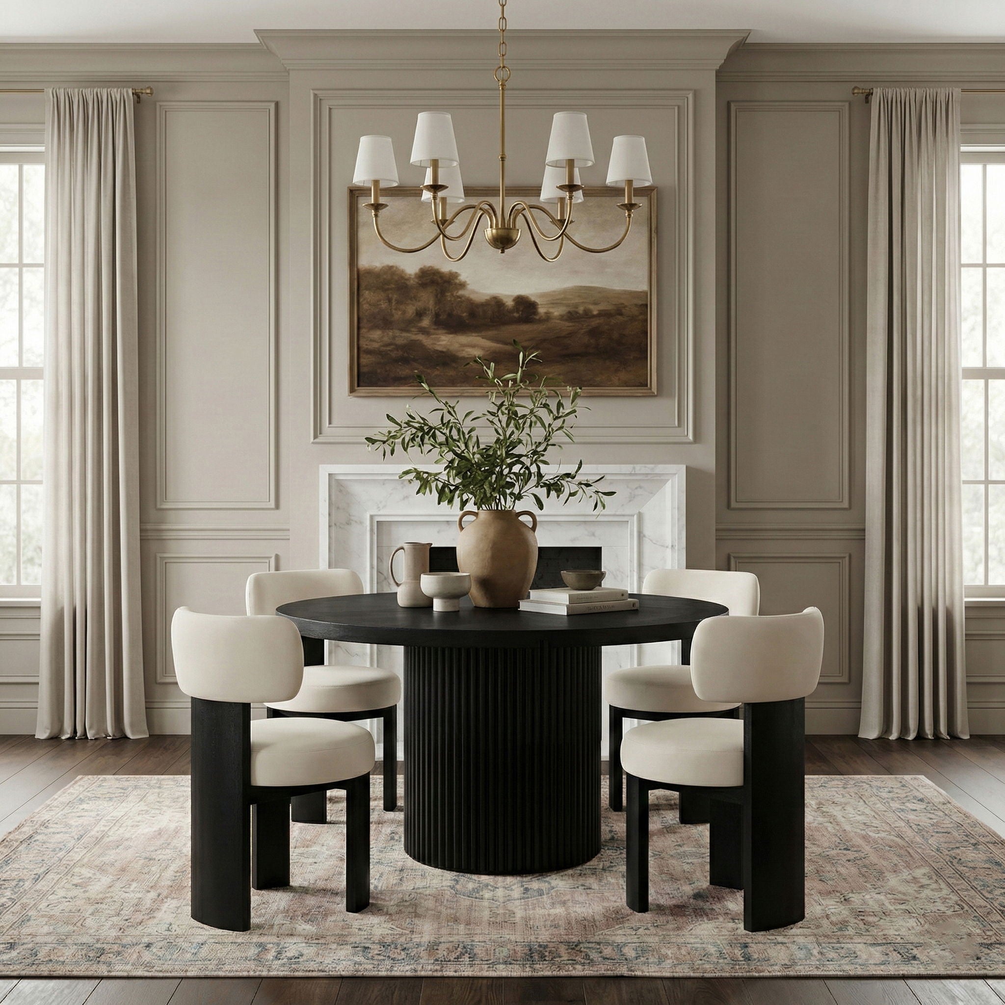 Atelier - Vegan Leather Upholstered Dining Chair (Set of 2) - Taupe / Painted Black - Urban Living Furniture (Los Angeles, CA)