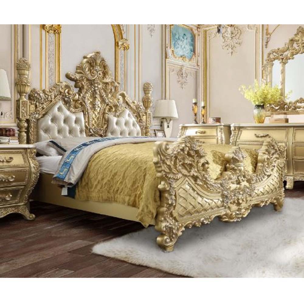 Cabriole - Eastern King Bed - Light Gold PU & Gold Finish - Urban Living Furniture (Los Angeles, CA)