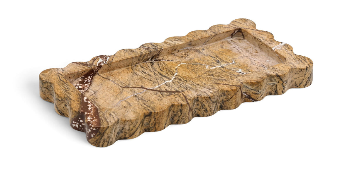 Josie - Genuine Marble Tray - Brown