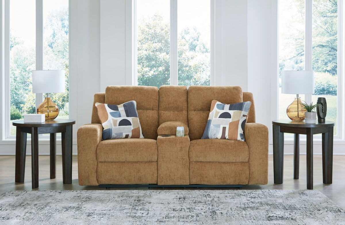 Kanlow - Dbl Reclining Loveseat With Console - Honey - Urban Living Furniture (Los Angeles, CA)