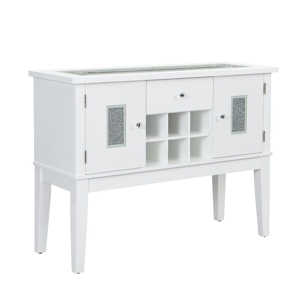 Elizaveta - Server - Faux Crystal Diamonds & White High Gloss - Urban Living Furniture (Los Angeles, CA)