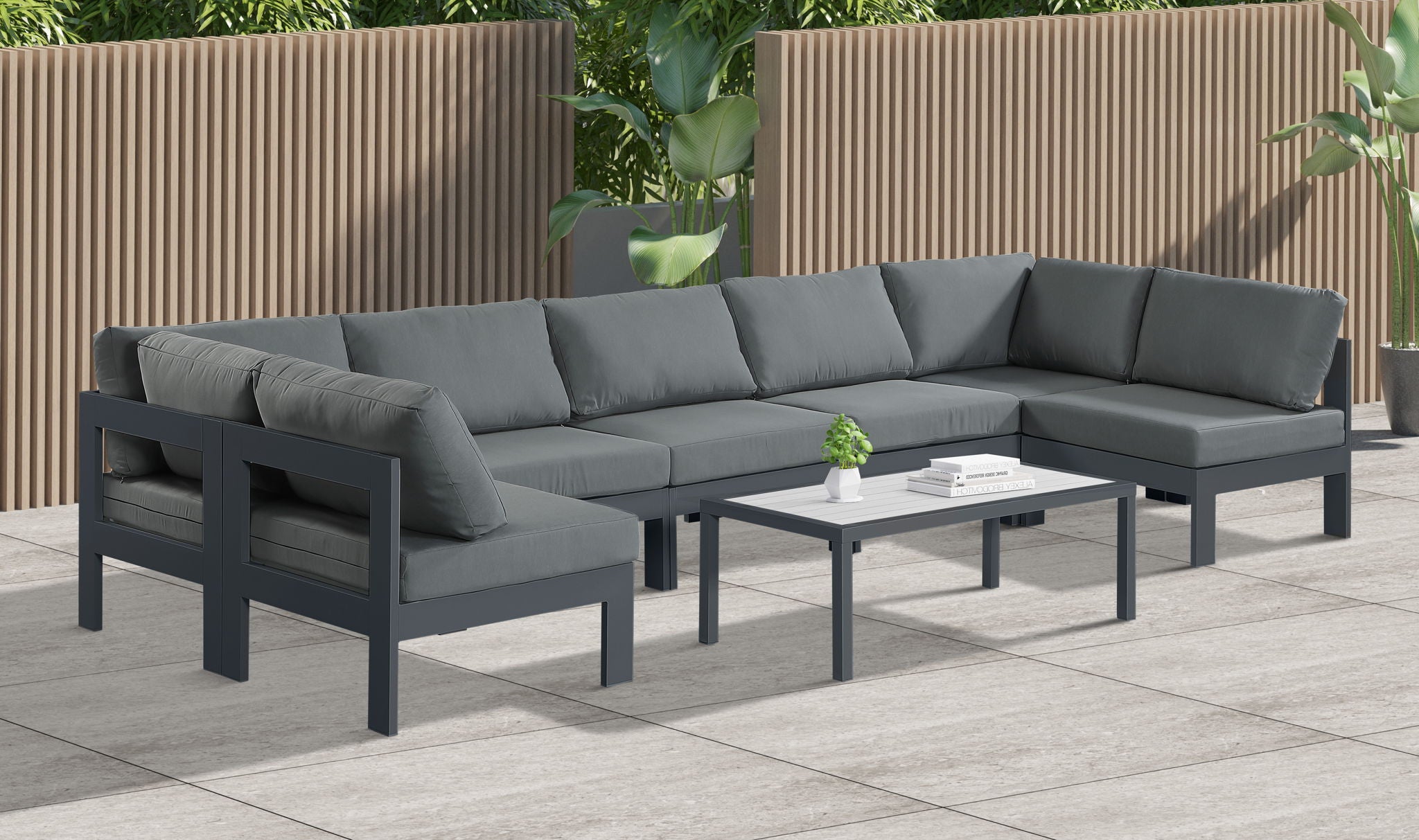 Nizuc - Outdoor Patio 7 Piece Modular Sectional With Gray Frame - Urban Living Furniture (Los Angeles, CA)