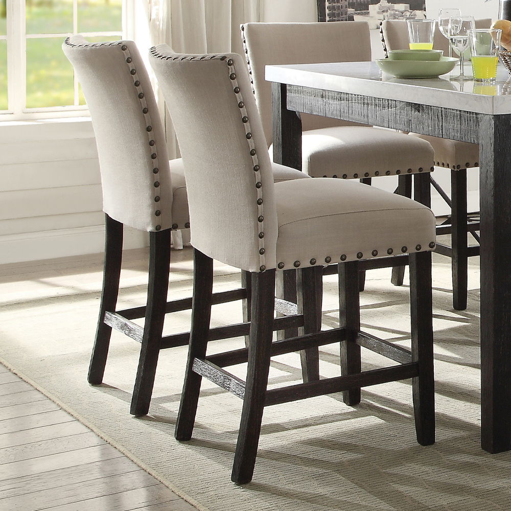 Nolan - Counter Height Chair (Set of 2) - Beige Linen & Salvage Dark Oak - Urban Living Furniture (Los Angeles, CA)