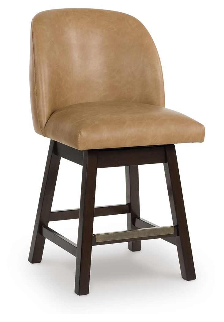 Neymorton - Dark Grayish Brown - Upholstered Swivel Faux Leather Barstool (Set of 2) - Urban Living Furniture (Los Angeles, CA)