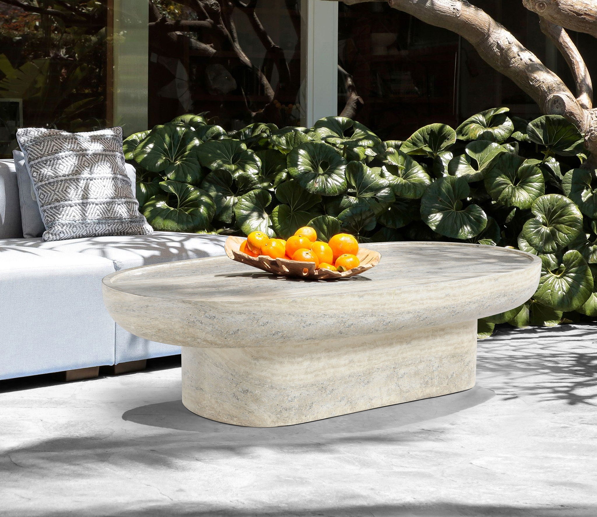 Tivoli - Indoor / Outdoor Coffee Table - Travertine Concrete - Urban Living Furniture (Los Angeles, CA)