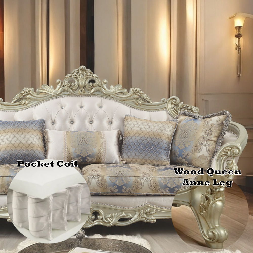 Gorsedd - Sofa With 5 Pillows - Fabric & Golden Ivory - Urban Living Furniture (Los Angeles, CA)