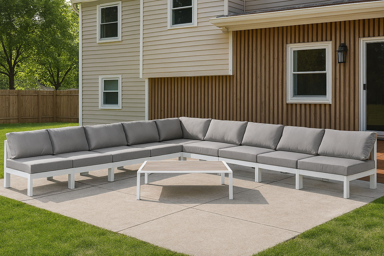 Nizuc - Outdoor Patio 9 Piece Modular Sectional With White Frame - Urban Living Furniture (Los Angeles, CA)