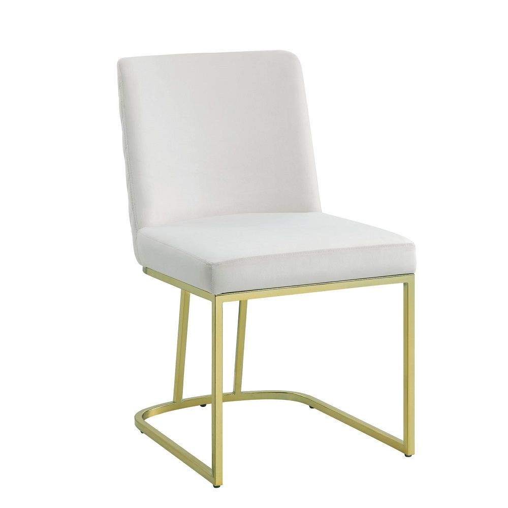 Zazie - Side Chair (Set of 2) - White Velvet & Gold - Urban Living Furniture (Los Angeles, CA)