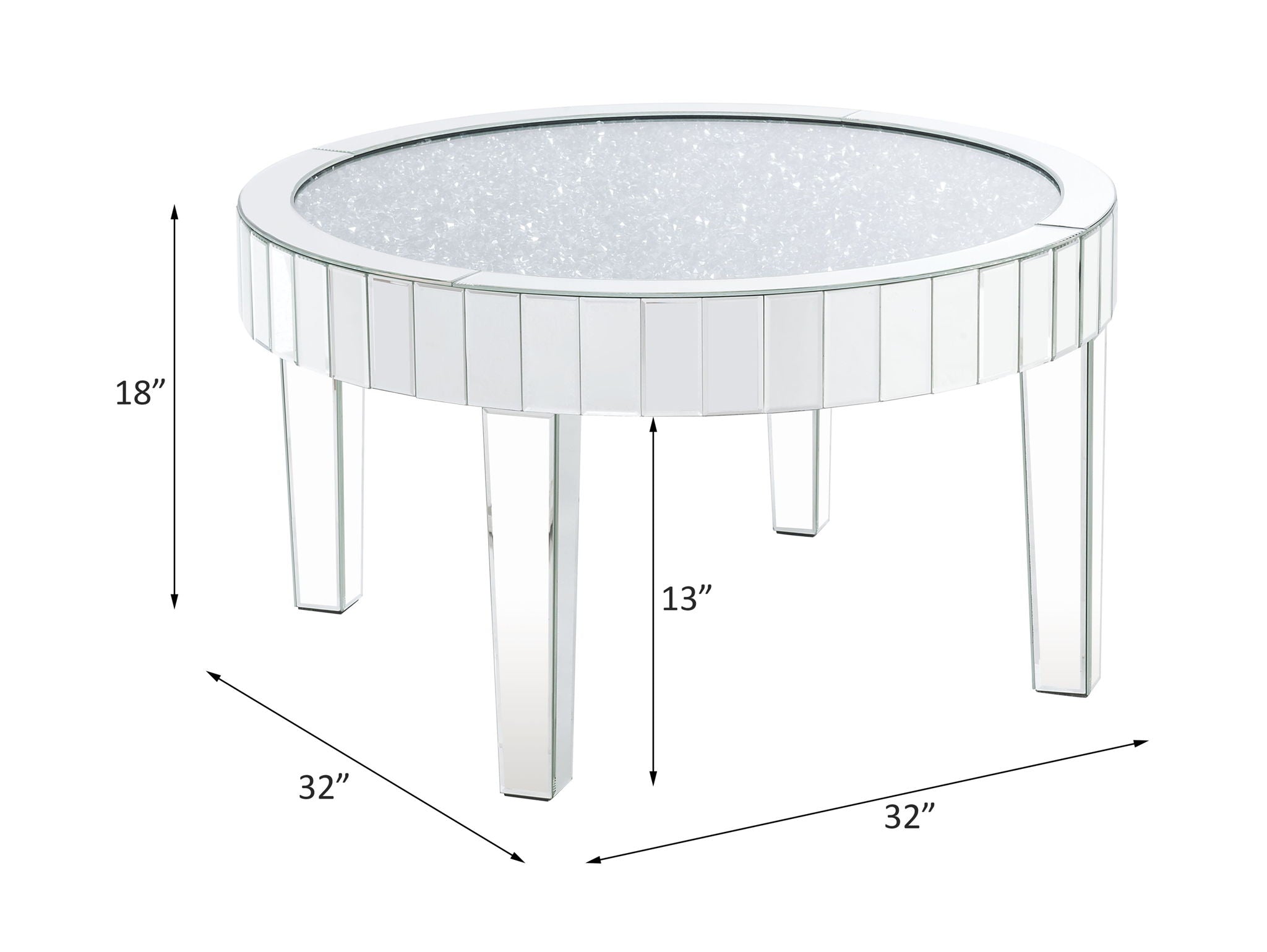 Noralie - 32" Round Coffee Table - Mirrored & Faux Diamonds - Urban Living Furniture (Los Angeles, CA)