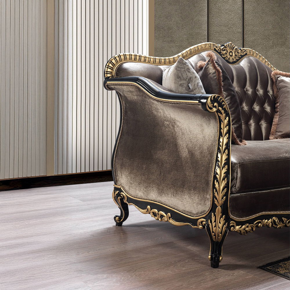 Betria - Loveseat With 4 Pillows - Light Green Velvet, Gold & Black High Gloss - Urban Living Furniture (Los Angeles, CA)