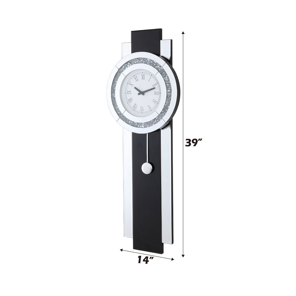 Noralie - Wall Clock - Black, Mirrored & Faux Diamonds - Urban Living Furniture (Los Angeles, CA)