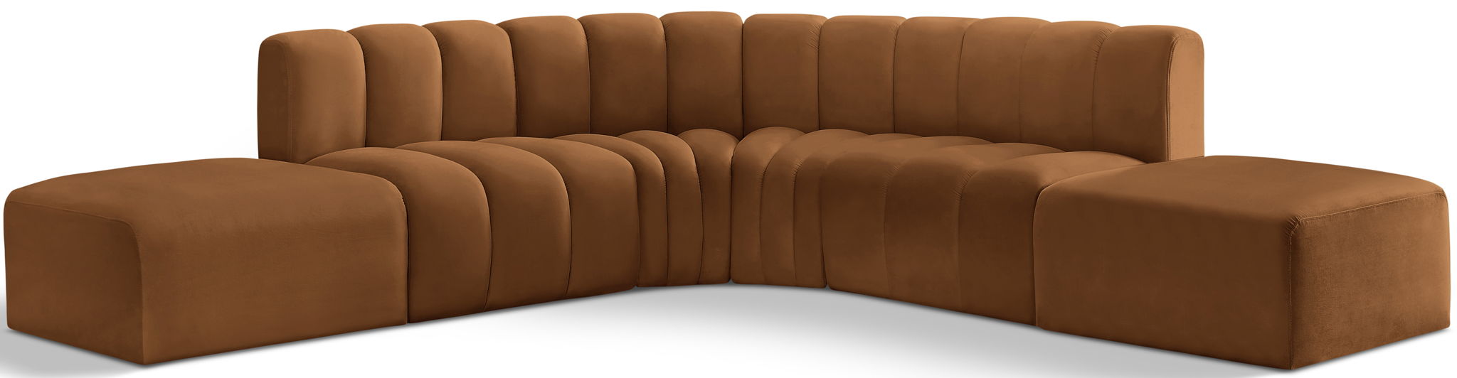 Arc - Velvet 6 Piece Corner Modular Sofa - Saddle - Urban Living Furniture (Los Angeles, CA)