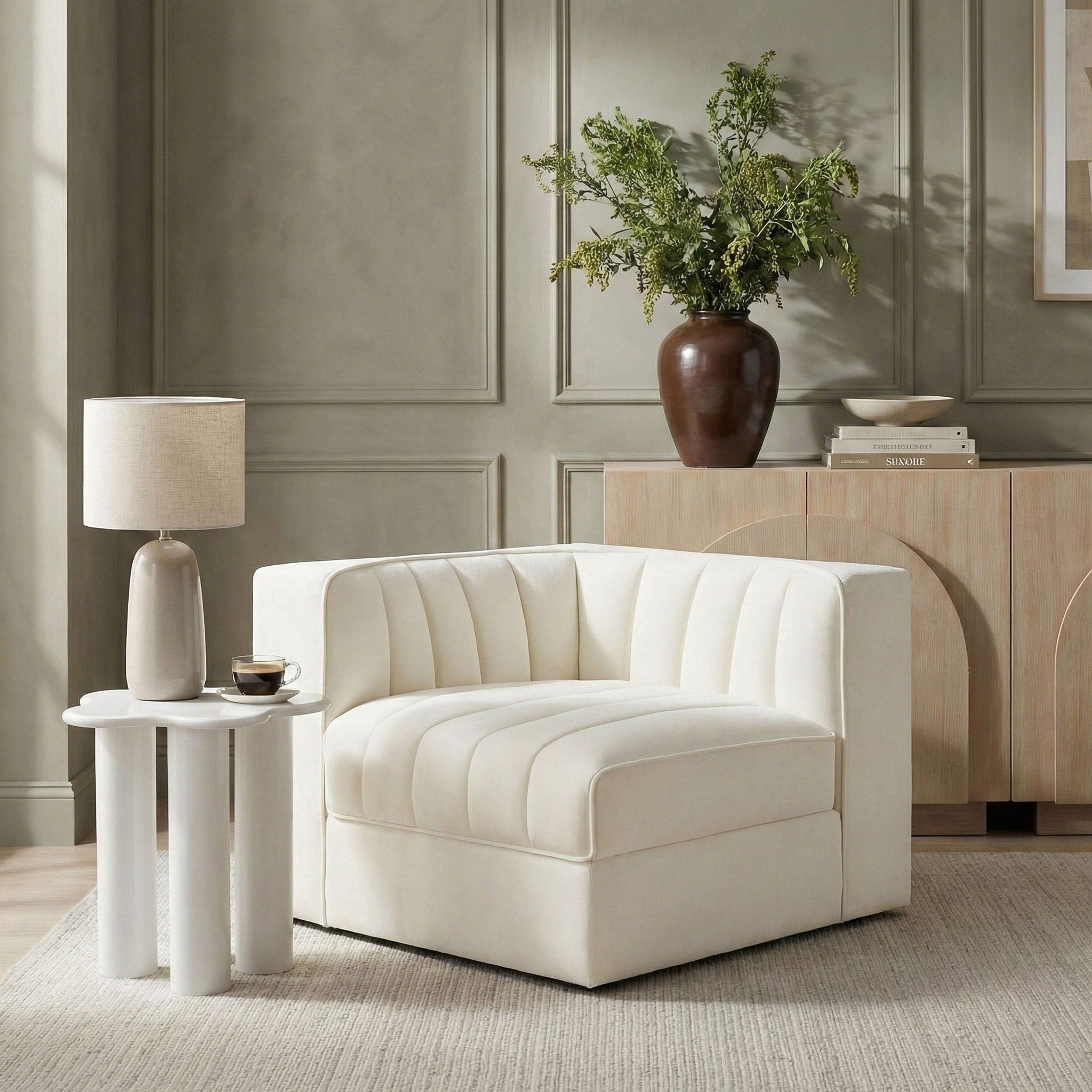 Rummi - Velvet Performance Fabric Upholstered Modular Corner Chair - Urban Living Furniture (Los Angeles, CA)