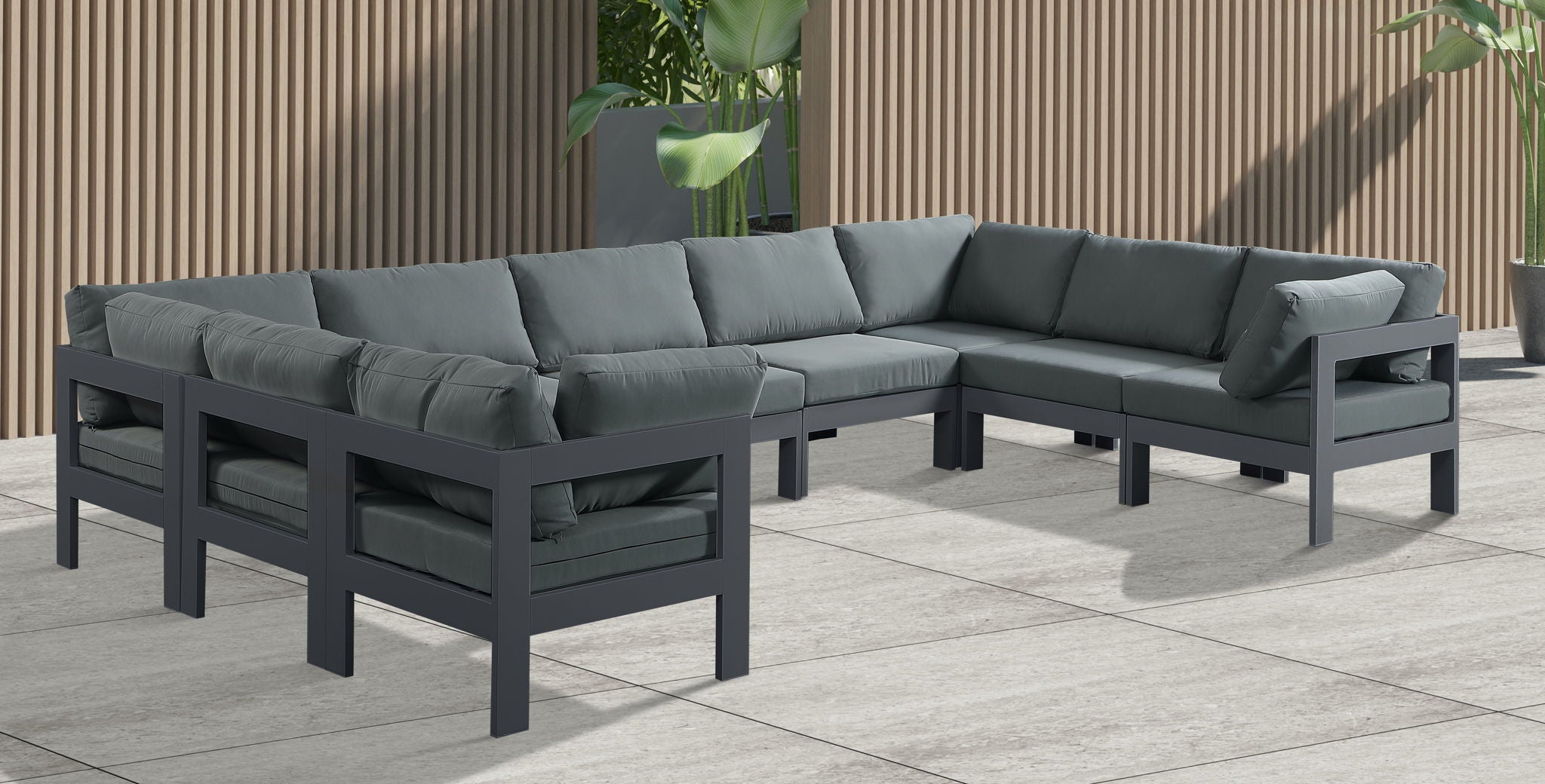 Nizuc - Outdoor Patio 9 Piece Modular Sectional With Gray Frame - Urban Living Furniture (Los Angeles, CA)