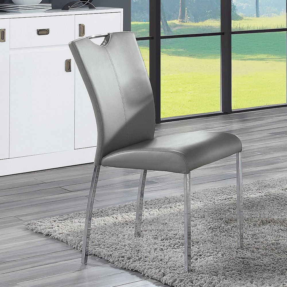 Pagan - Side Chair (Set of 2) - Gray Synthetic Leather & Chrome - Urban Living Furniture (Los Angeles, CA)