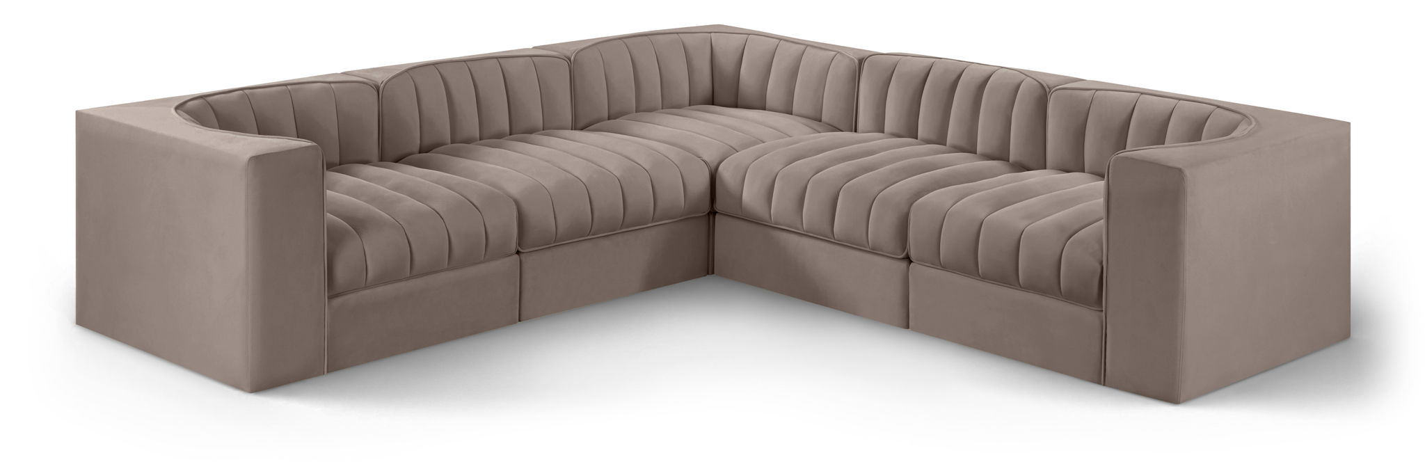 Rummi - Symmetrical Velvet Performance Fabric Upholstered 5 Piece Modular Sectional - Urban Living Furniture (Los Angeles, CA)