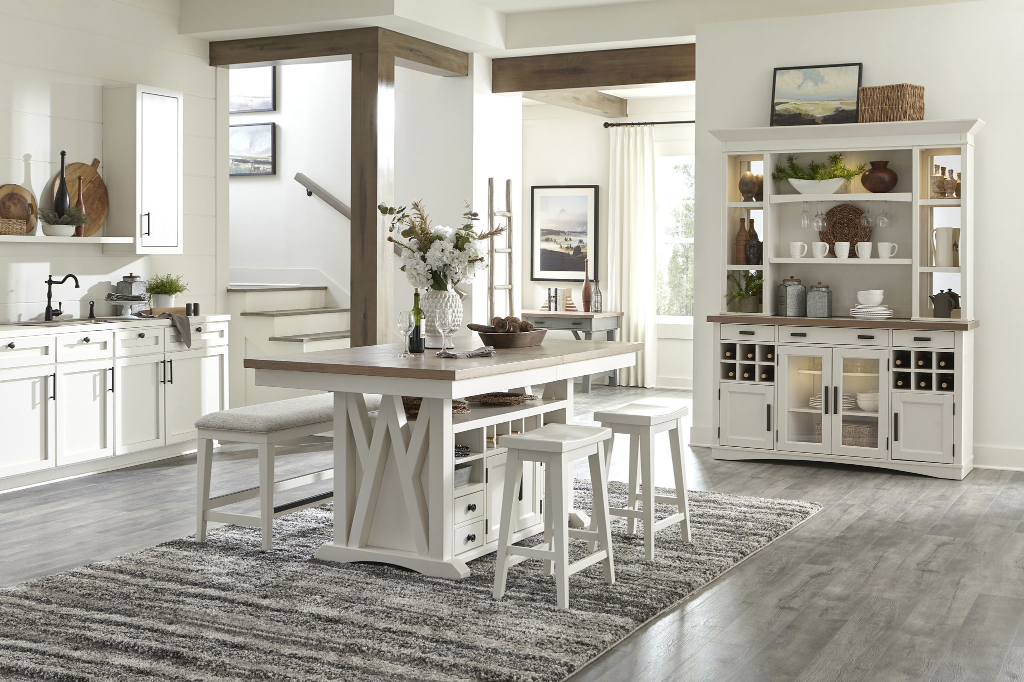 Americana Modern Dining - Buffet And Display Hutch With Quartz Insert - Cotton - Urban Living Furniture (Los Angeles, CA)