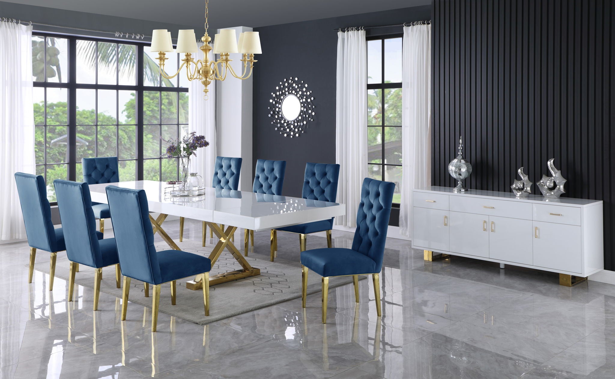 Excel - Extendable Dining Table with Gold Base - Urban Living Furniture (Los Angeles, CA)