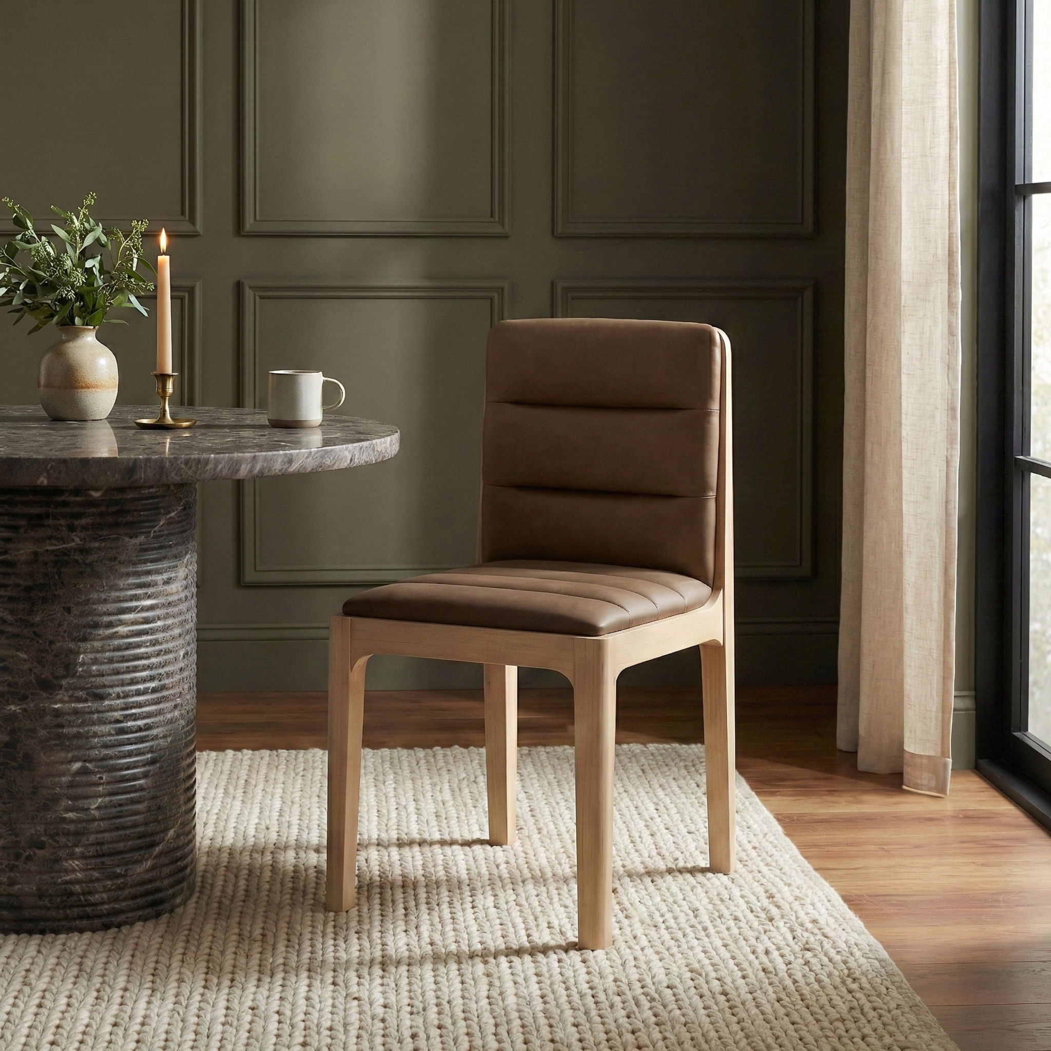 Ellis - Vegan Leather Upholstered Dining Chair (Set of 2) - Natural Base - Urban Living Furniture (Los Angeles, CA)