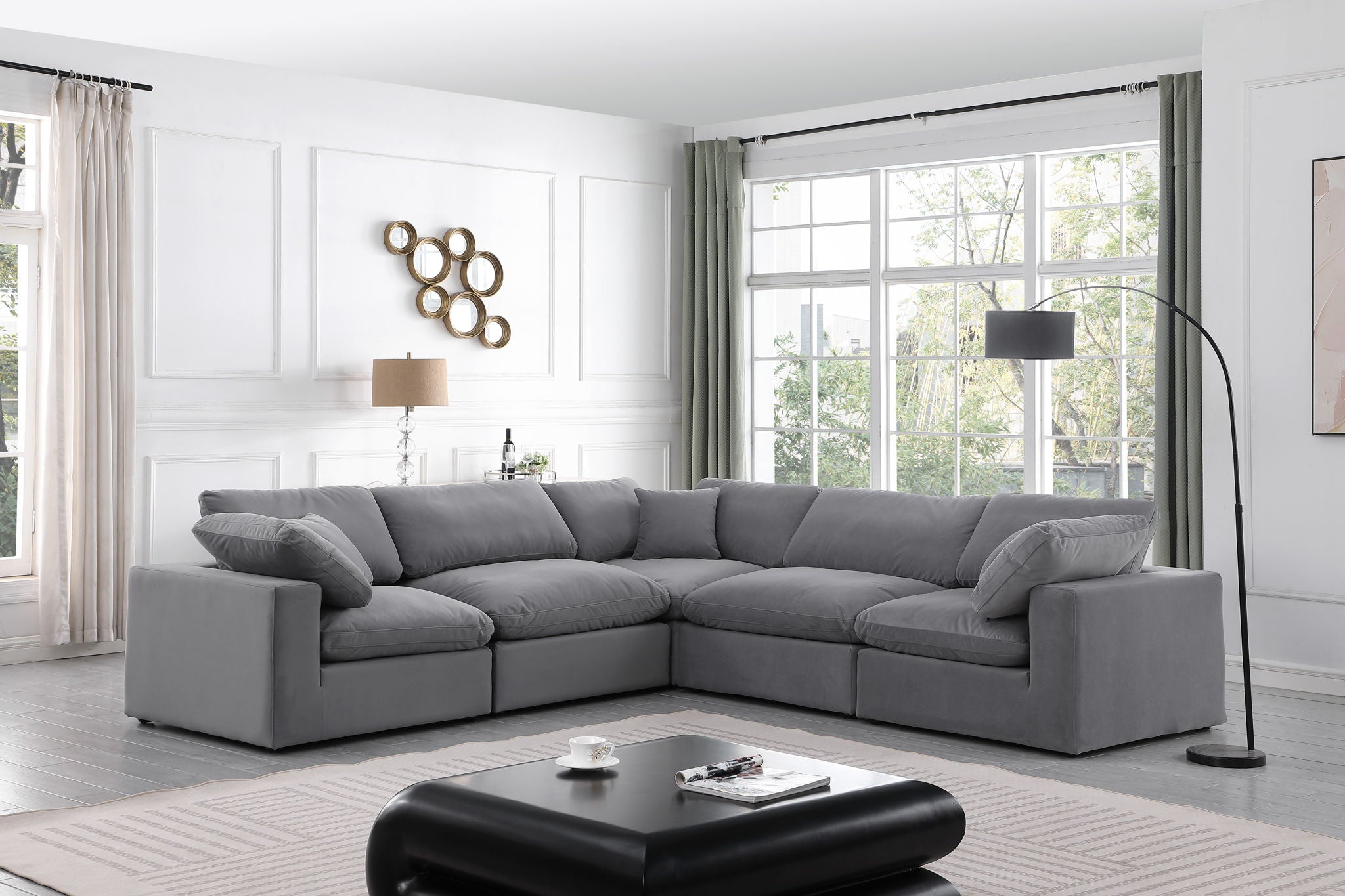 Comfy - 5 Piece Velvet Modular Corner Sectional