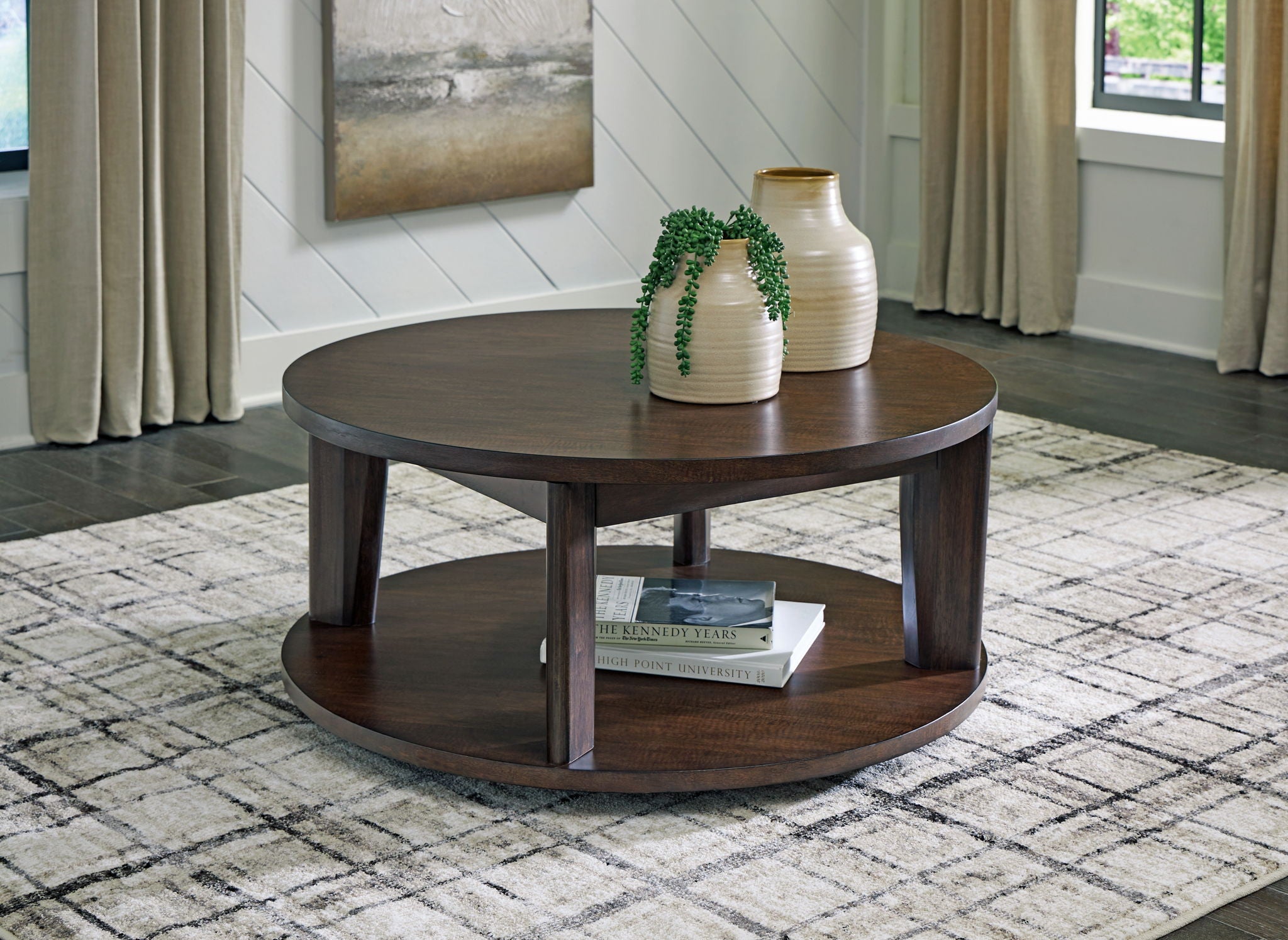 Korestone 2 - Dark Brown - Round Cocktail Table - Urban Living Furniture (Los Angeles, CA)
