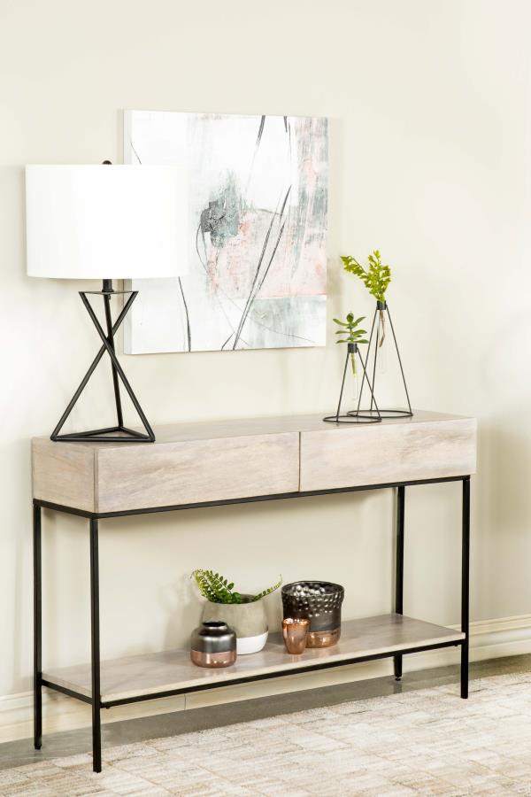 Rubeus - 2-Drawer Wood Entryway Console Table - White Washed - Urban Living Furniture (Los Angeles, CA)