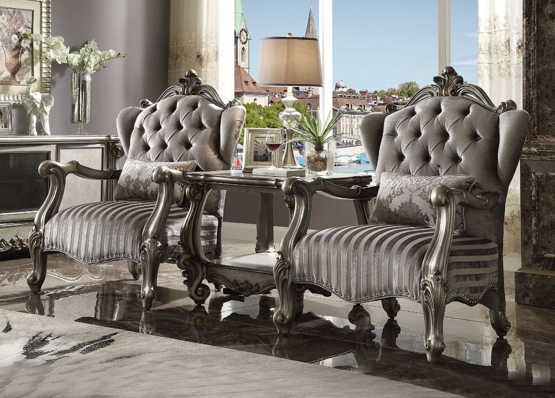 Versailles - Chair - Velvet & Antique Platinum - 47" - Urban Living Furniture (Los Angeles, CA)