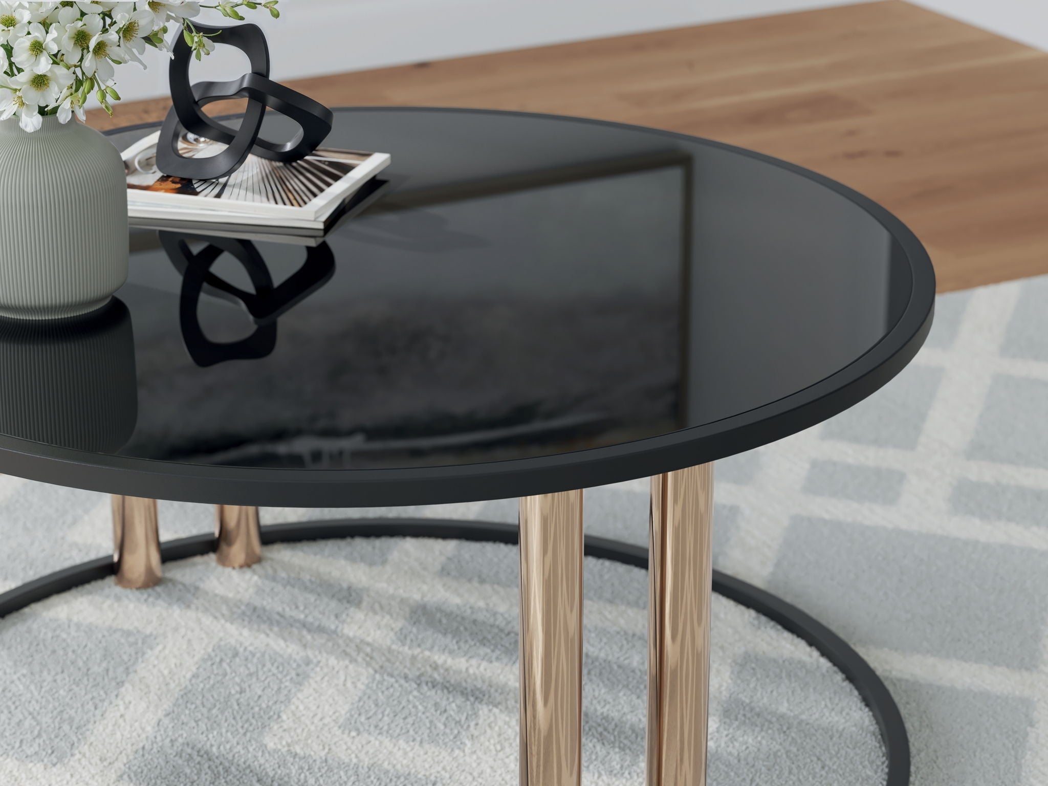 Hannerly - Black / Gold Finish - Occasional Table Set (Set of 3) - Urban Living Furniture (Los Angeles, CA)