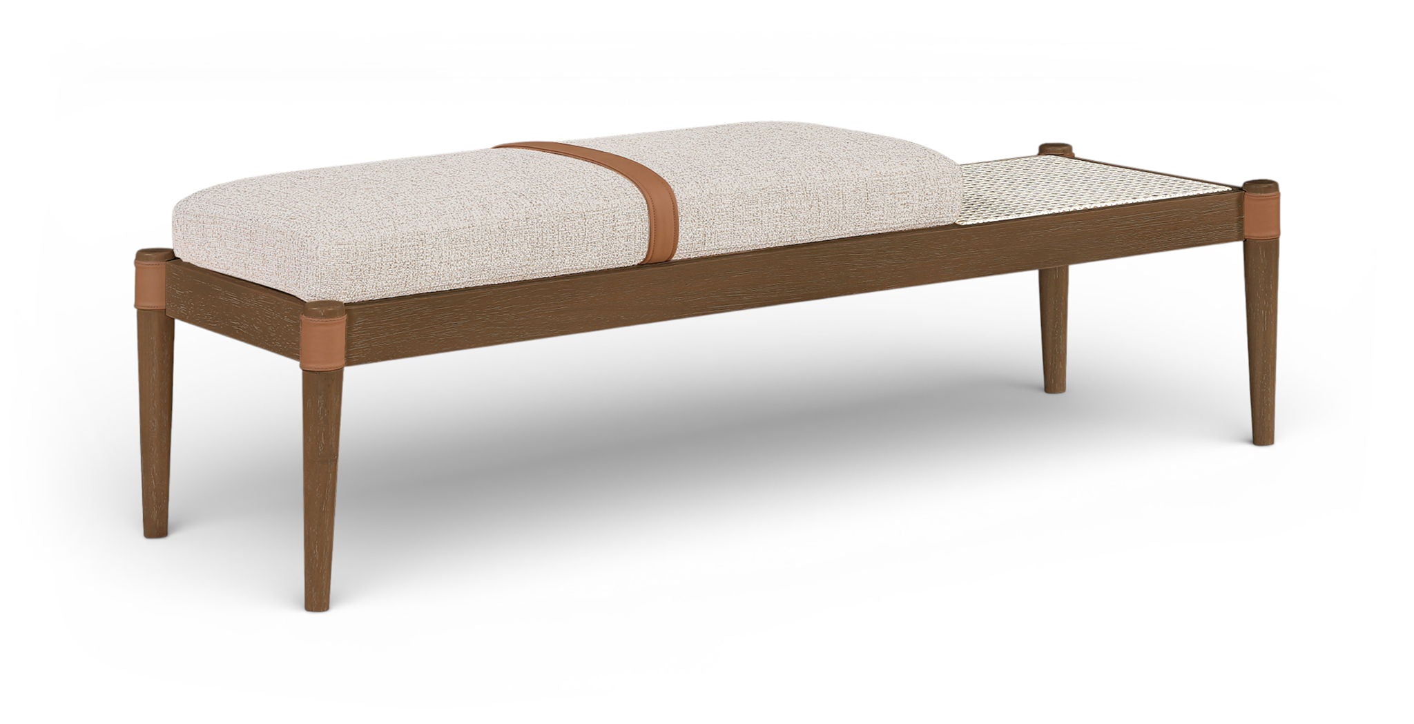 Nara - Linen Textured Fabric Upholstered Bench - Painted Brown Walnut - Urban Living Furniture (Los Angeles, CA)