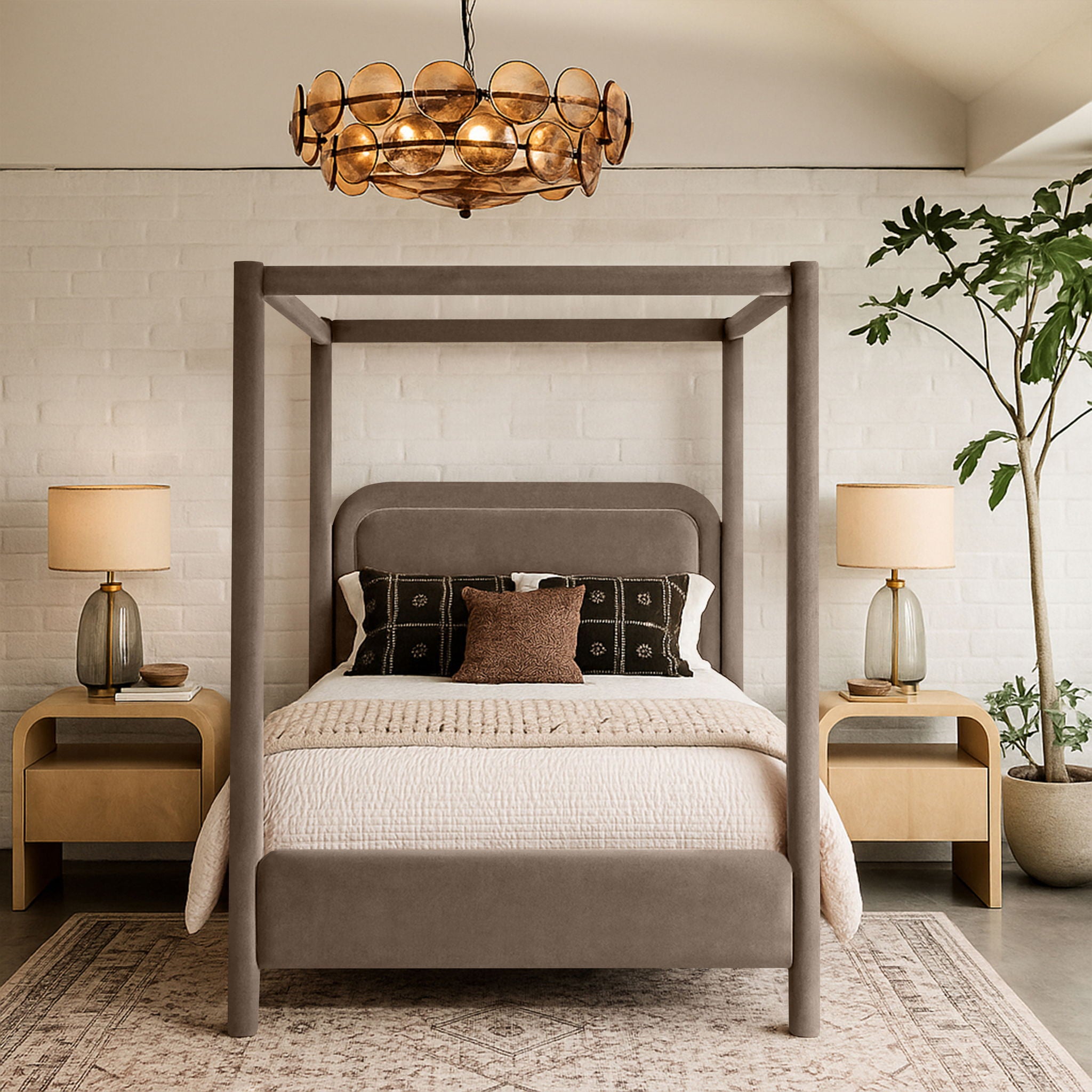 Salina - Velvet Upholstered Bed - Taupe - Urban Living Furniture (Los Angeles, CA)