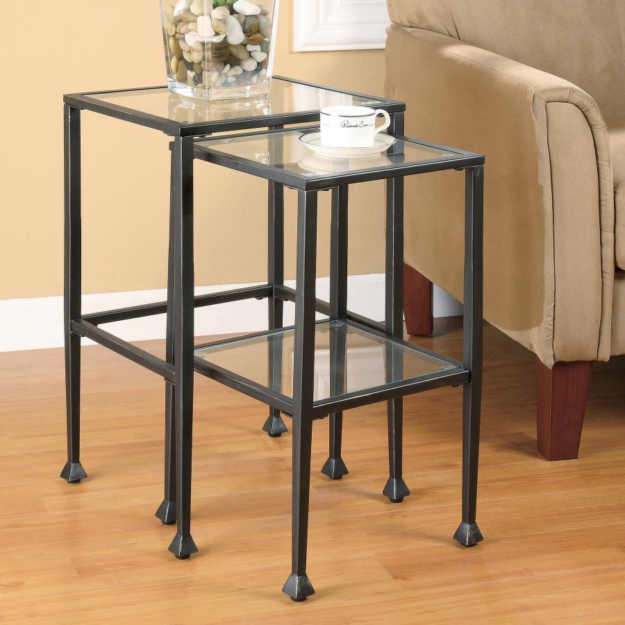Leilani - 2 Piece Glass Top Nesting Table Set - Black - Urban Living Furniture (Los Angeles, CA)