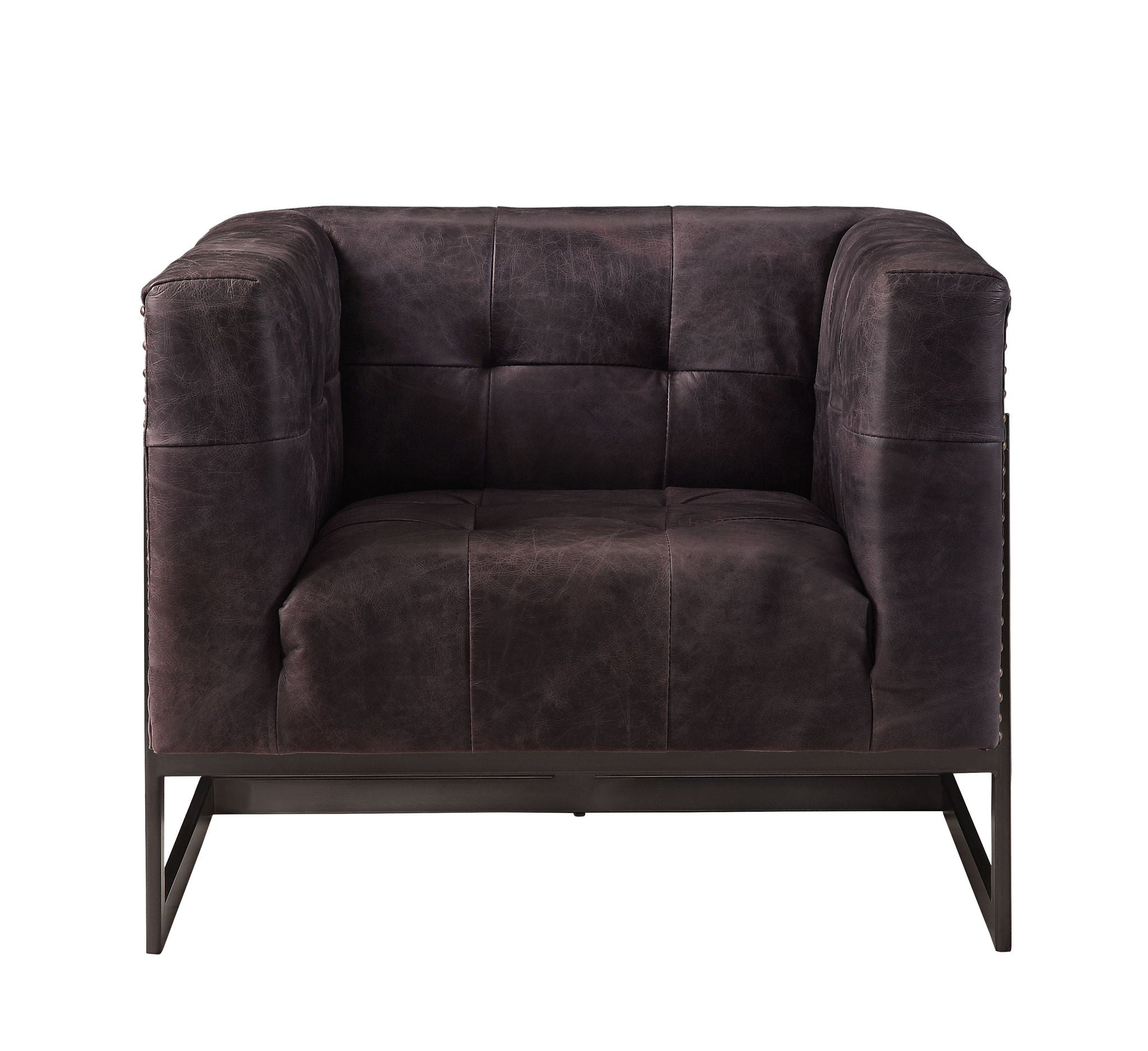 Sagat - Accent Chair - Antique Ebony Top Grain Leather & Rustic Oak - Urban Living Furniture (Los Angeles, CA)