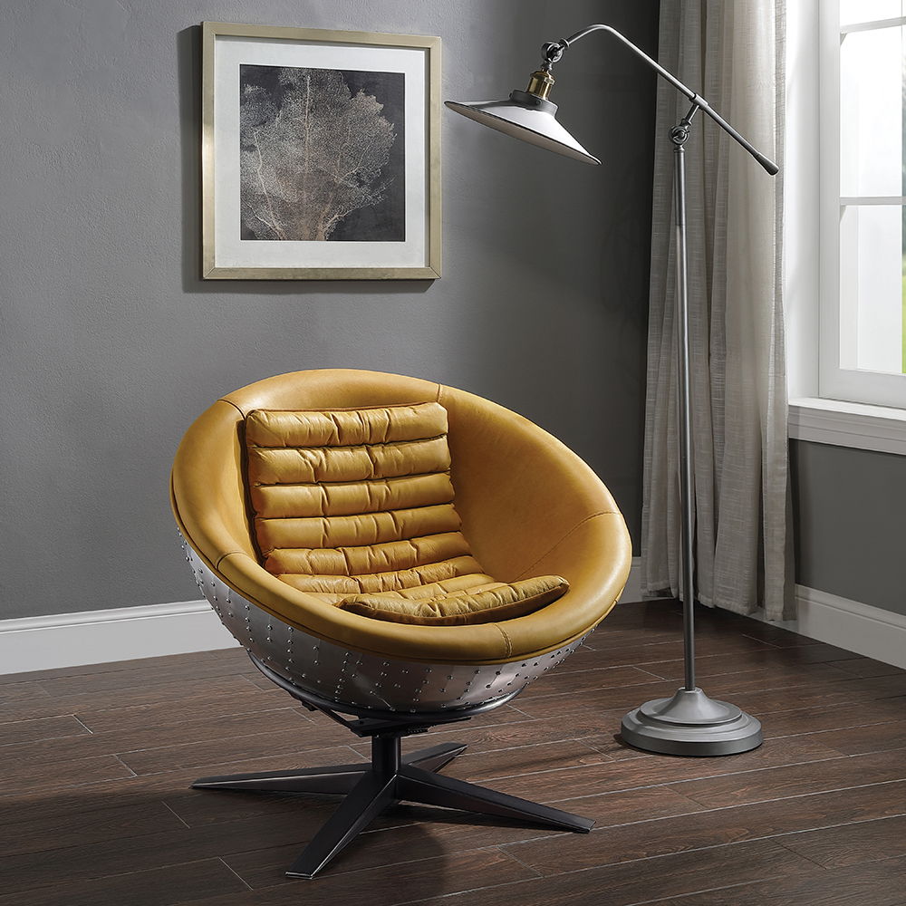 Brancaster - Accent Chair - Turmeric Top Grain Leather & Aluminum - Urban Living Furniture (Los Angeles, CA)