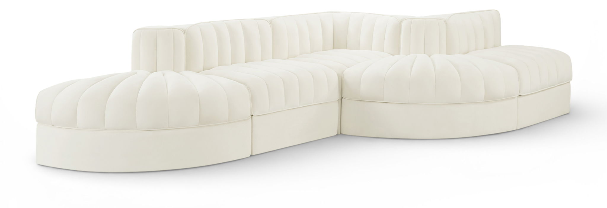 Rummi - Rounded Velvet Performance Fabric Upholstered 5 Piece Modular Sectional - Urban Living Furniture (Los Angeles, CA)
