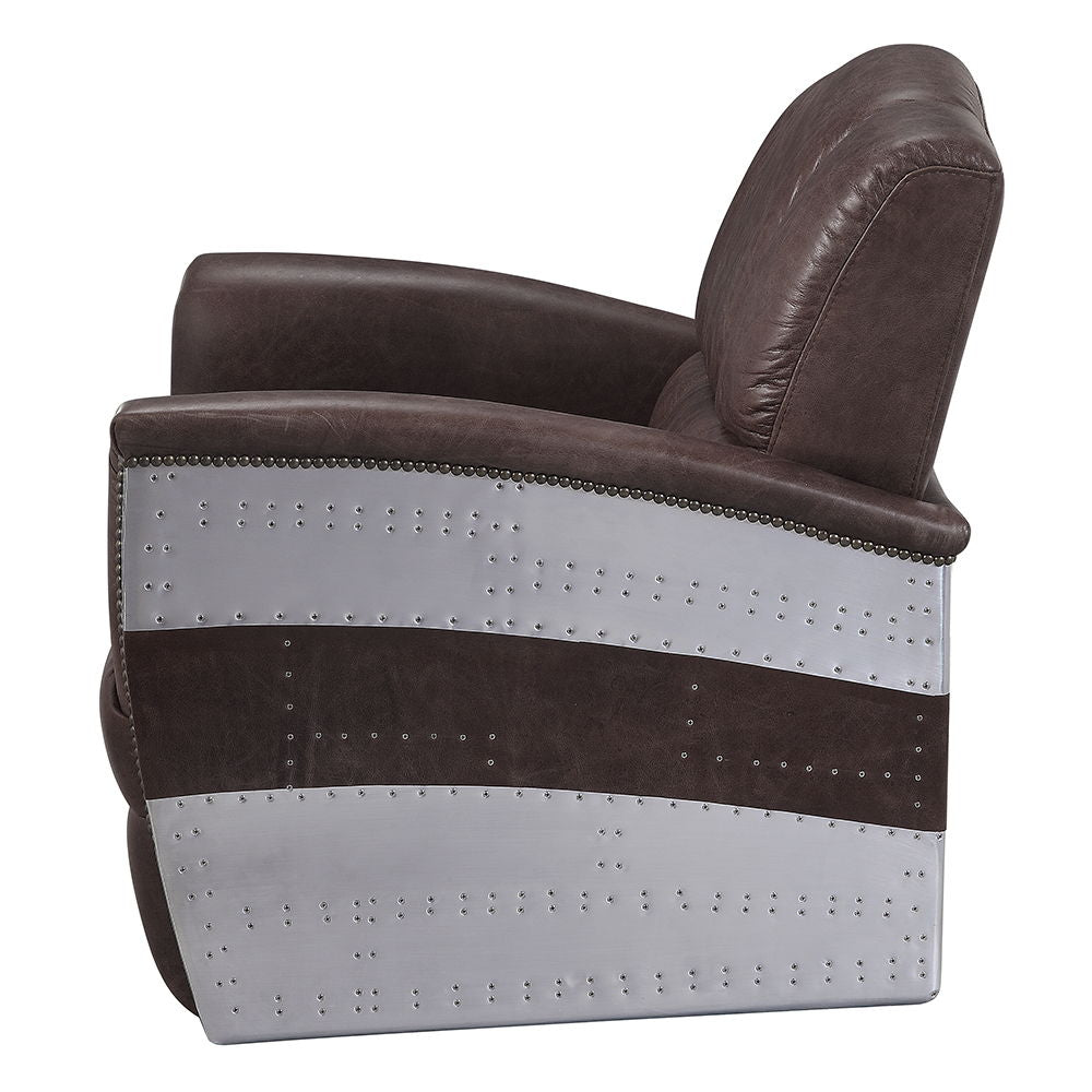 Brancaster - Accent Chair - Retro Brown Top Grain Leather & Aluminum - Urban Living Furniture (Los Angeles, CA)