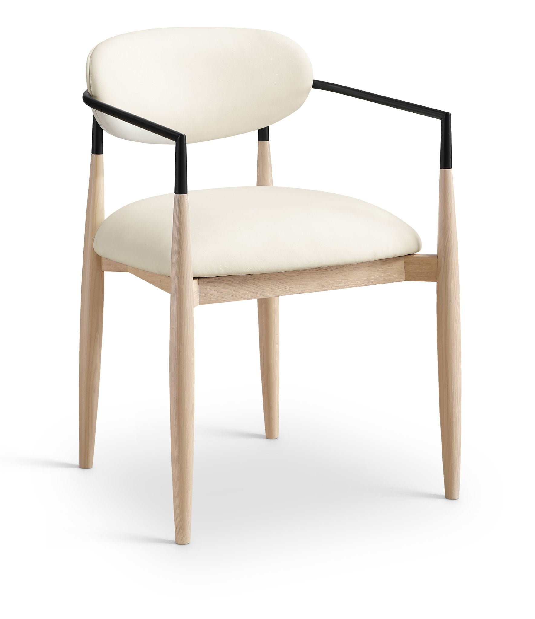 Riccio - Faux Leather Dining Arm Chair (Set of 2) - Natural Frame - Urban Living Furniture (Los Angeles, CA)