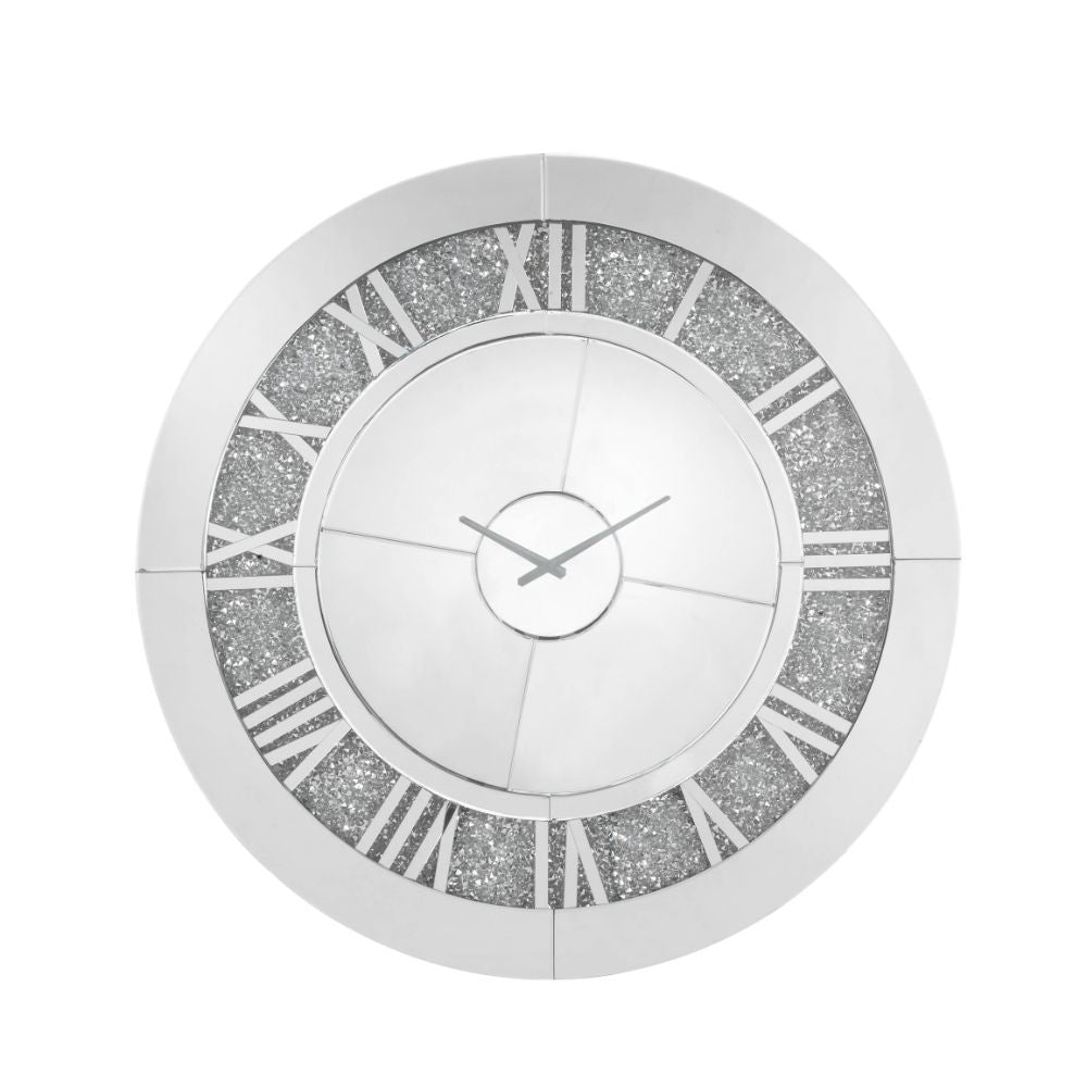 Noralie - 39" Wall Clock - Mirrored & Faux Diamonds - Urban Living Furniture (Los Angeles, CA)