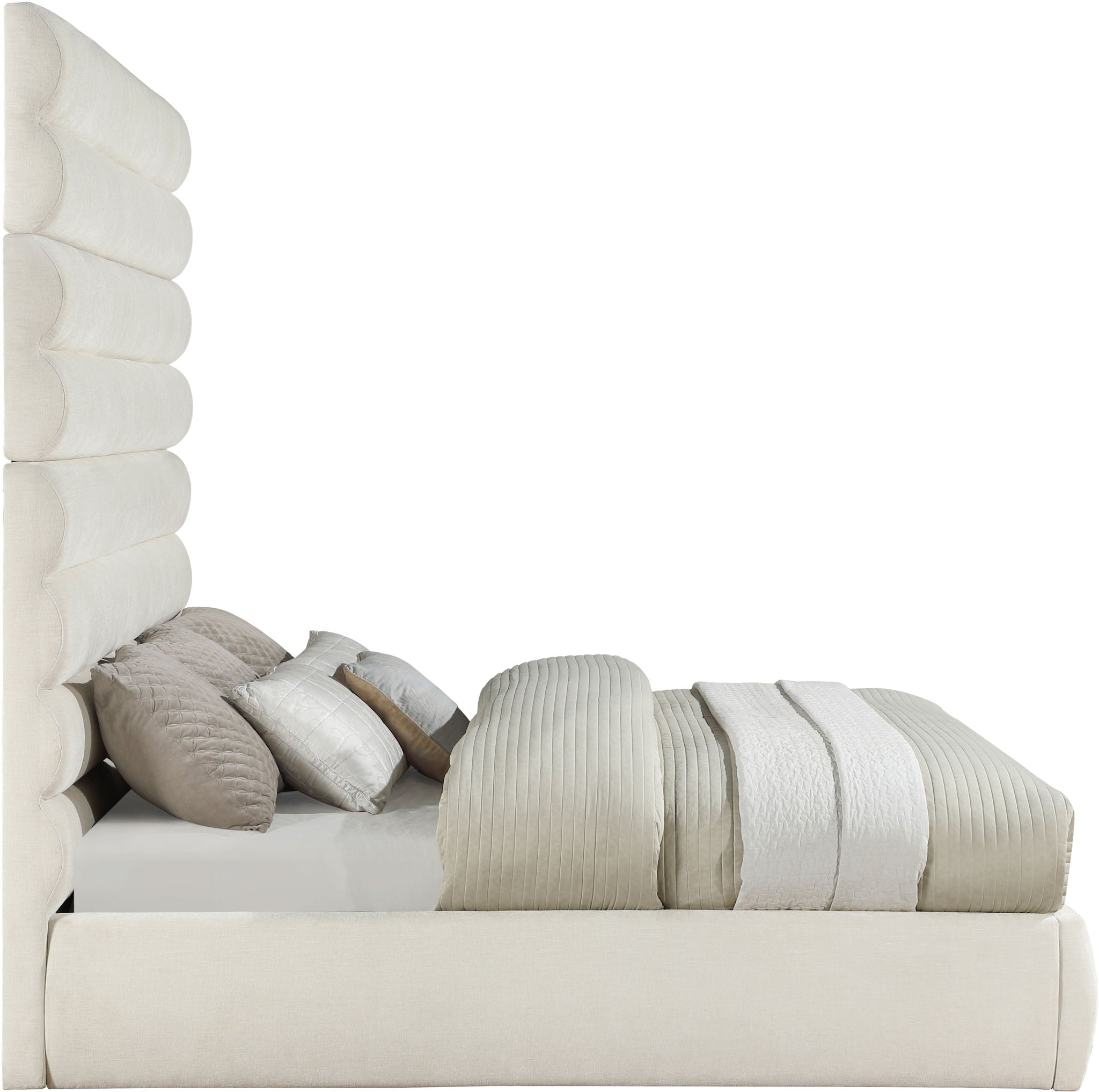 Adam - Chenille Fabric Bed With 89" Headboard