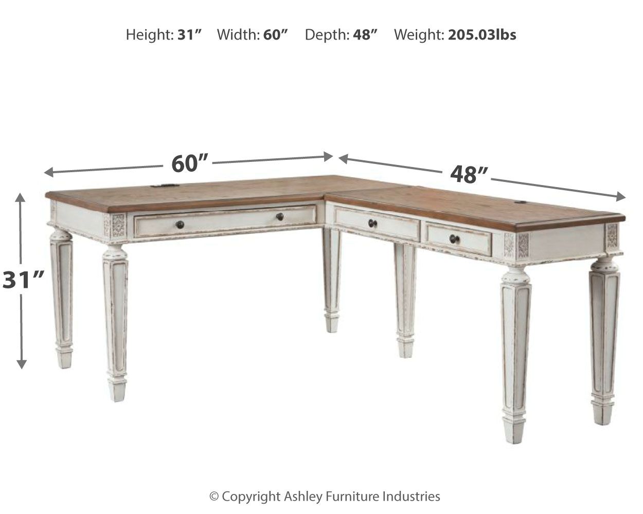 Realyn - Home Office L Shaped Desk - White / Brown - Urban Living Furniture (Los Angeles, CA)