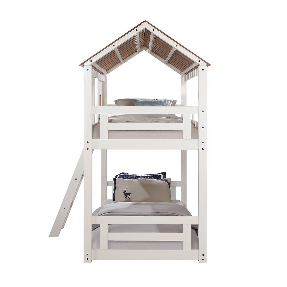 Inara - Twin Over Twin Bunk Bed - White & Rustic Oak - Urban Living Furniture (Los Angeles, CA)