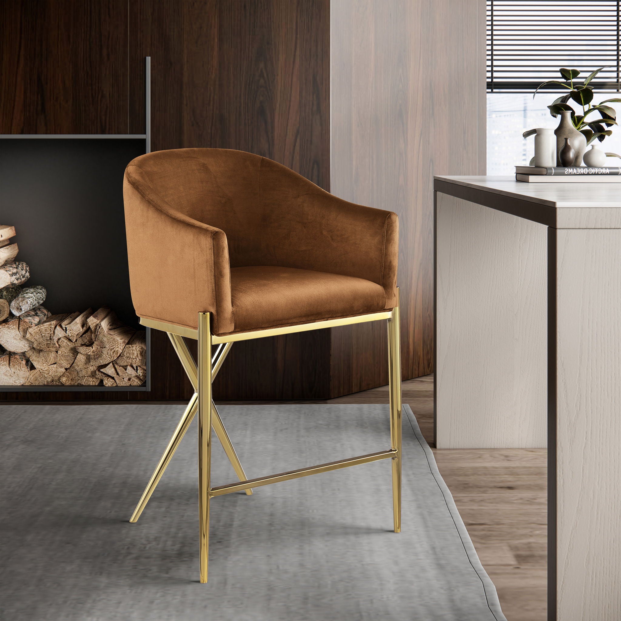 Xavier - Counter Stool with Gold Legs - Urban Living Furniture (Los Angeles, CA)