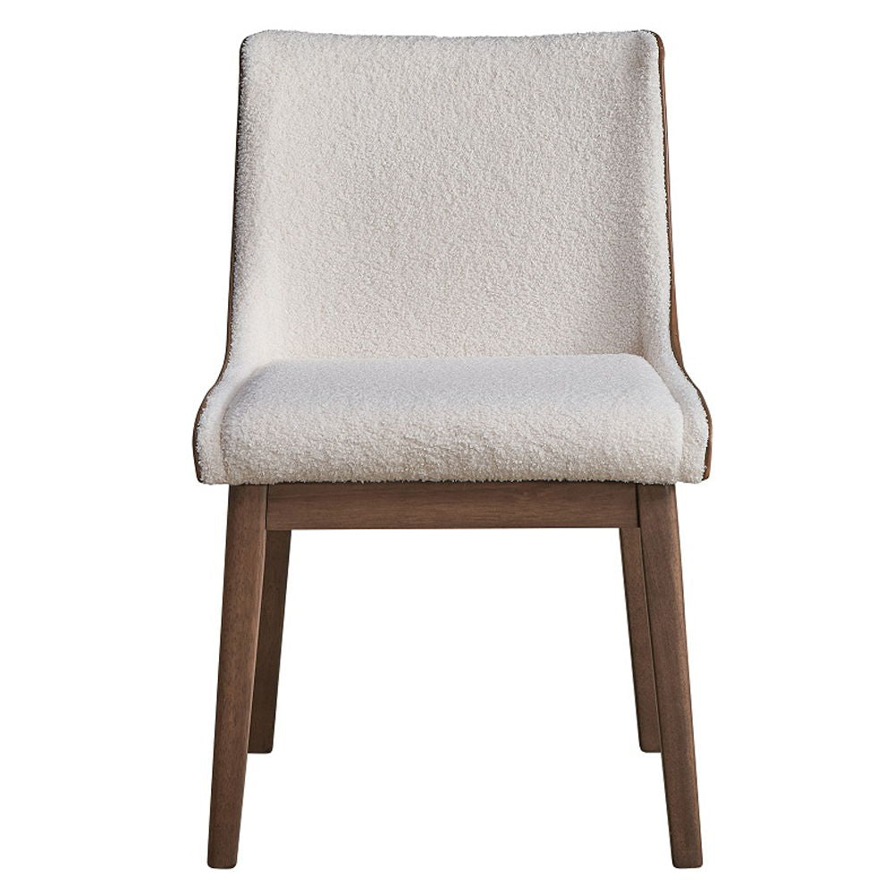 Ginny - Side Chair (Set of 2) - White Boucle, Brown Velvet & Walnut - Urban Living Furniture (Los Angeles, CA)