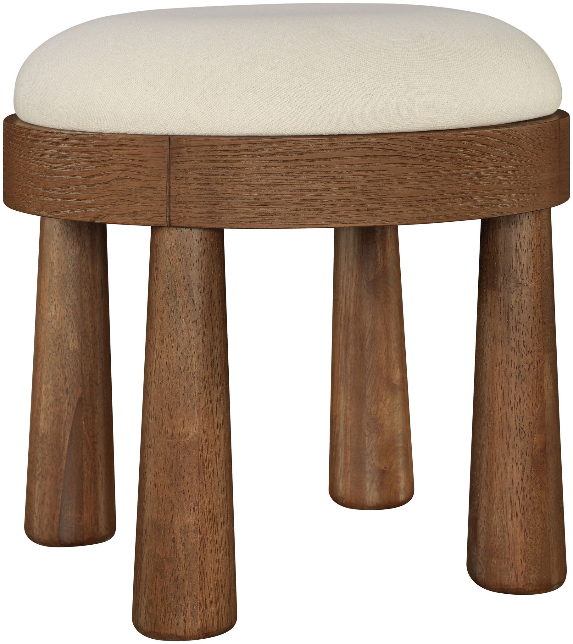 Larea - Linen Textured Fabric Upholstered Ottoman - Walnut Base