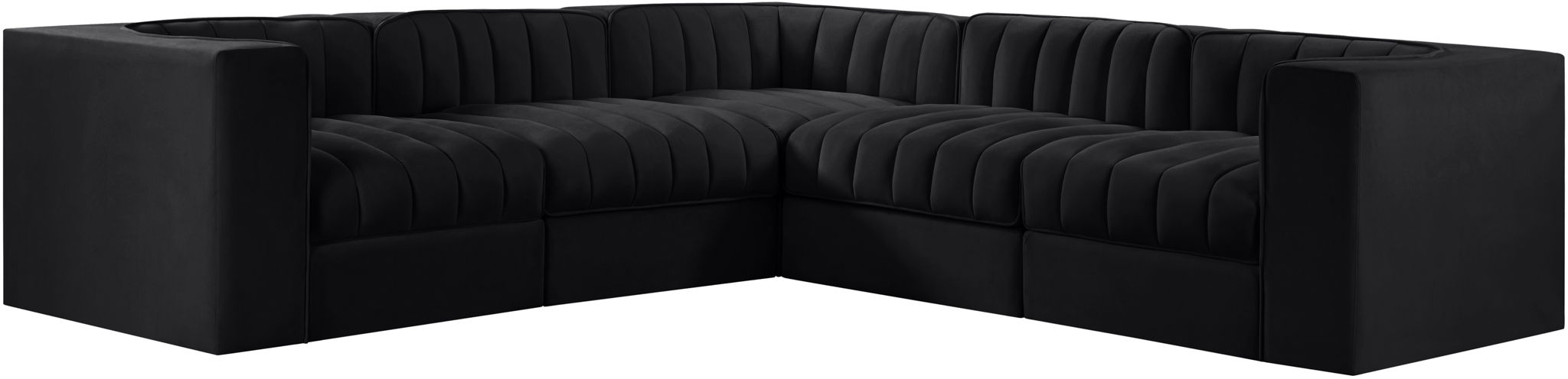 Rummi - Symmetrical Velvet Performance Fabric Upholstered 5 Piece Modular Sectional - Urban Living Furniture (Los Angeles, CA)